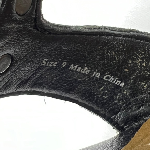 •|•DOLCE VITA•| Black Leather Studded Gladiator Sandals Size 9 w/ 4" Heel - Picture 13 of 16